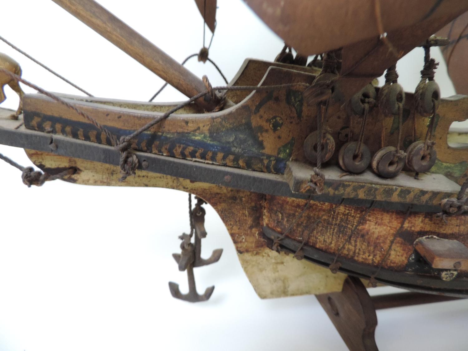 Scratch Built Wooden Model of the Golden Hind - 90cm Long x 58cm High - Image 5 of 5