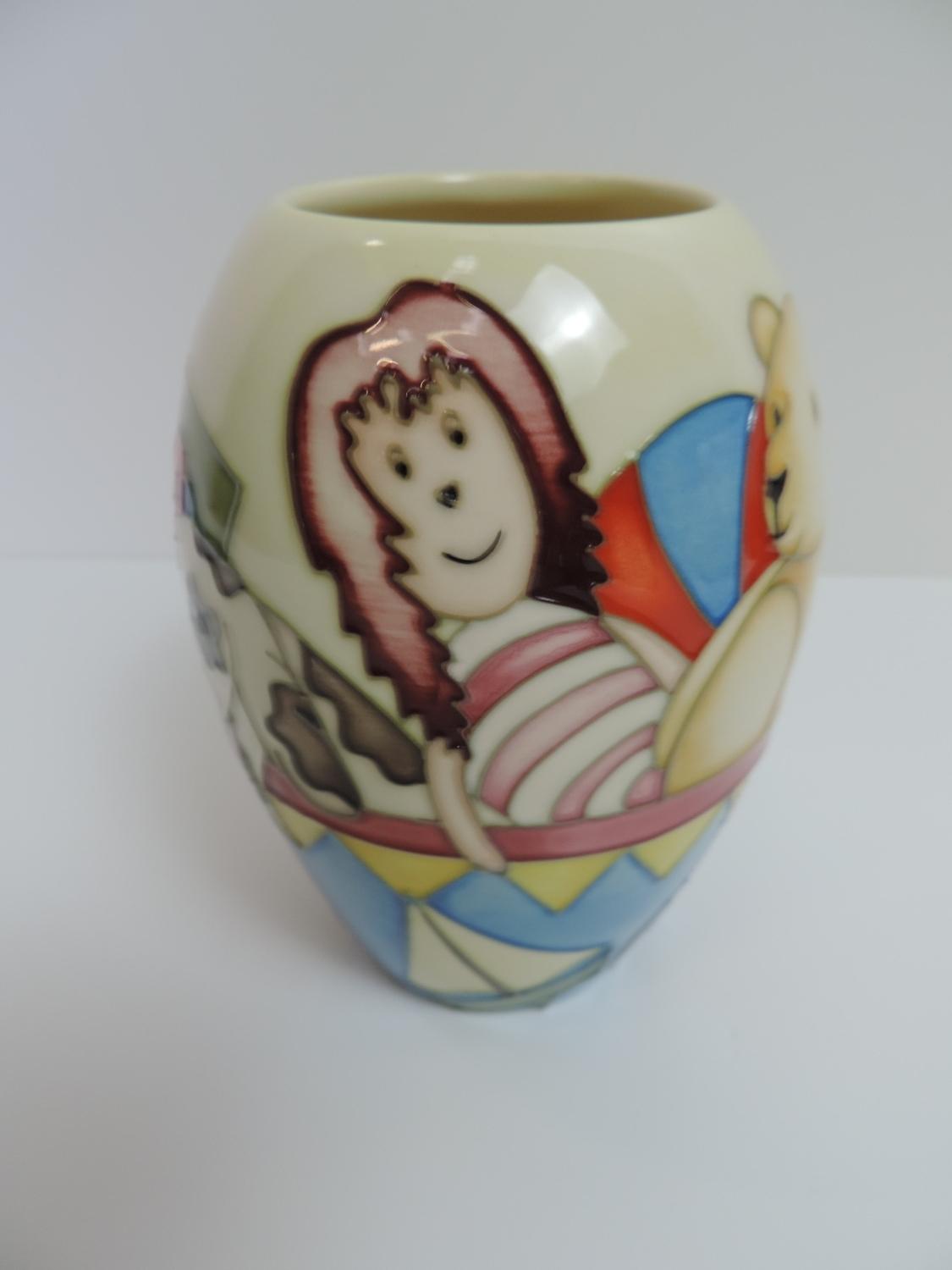 Moorcroft Pottery Vase in the Rag Doll Anna Pattern Designed by Sian Leeper - 13cm High - with