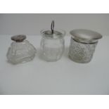 3x Silver Topped Dressing Table Pots