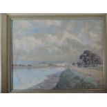 Framed Oil on Board - Long Bridge Barnstaple from Rock Park with Shapland and Petter Works in