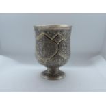 Continental Silver Pot with Engraved Floral Pattern - 8.5cm High - 159gms