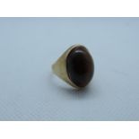 9ct Gold Tigers Eye Ring - Size L - 5.4gms