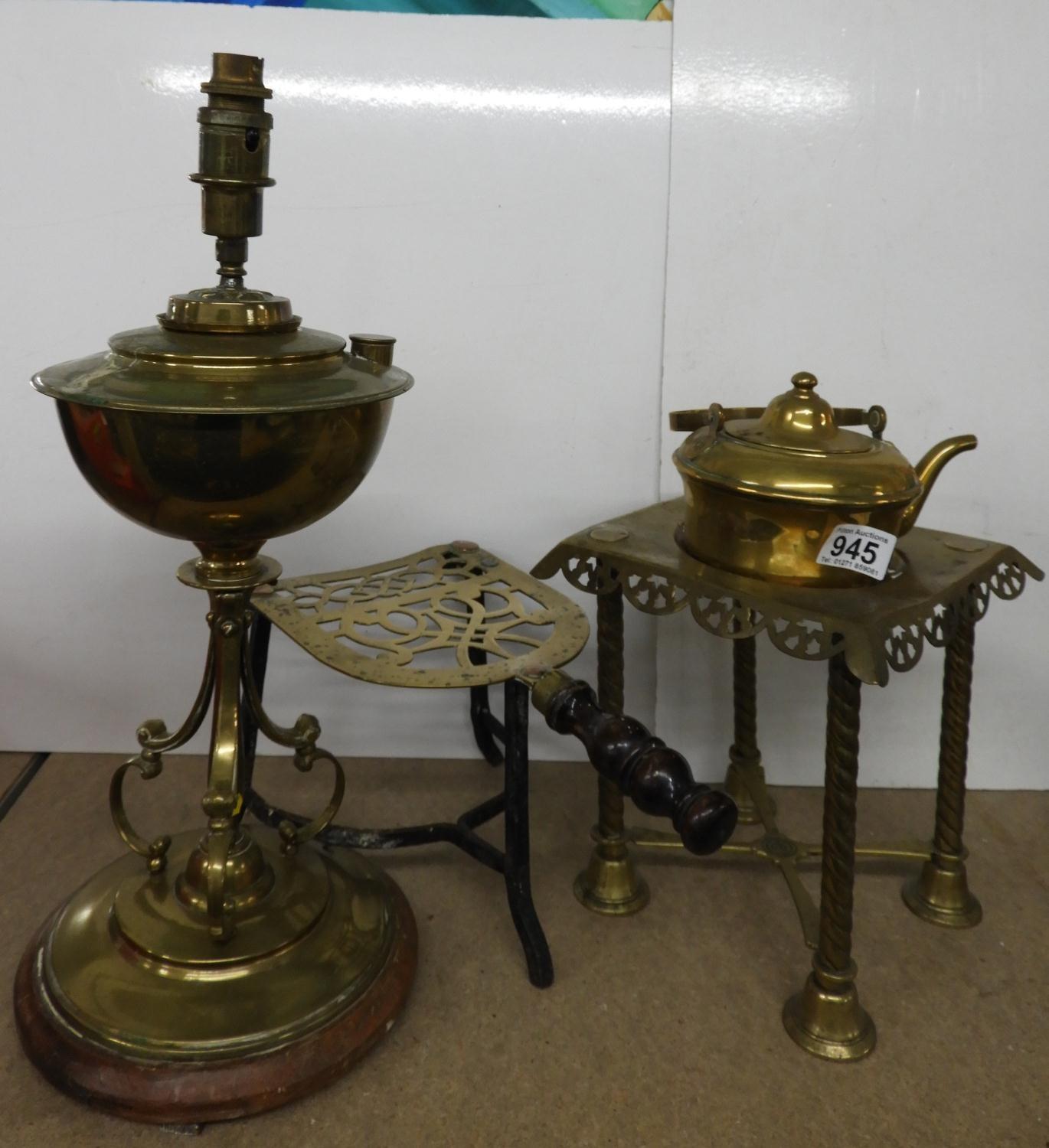 Quantity of Brassware, Oil Lamp and Kettle etc