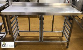 Stainless steel Preparation Table, 1500mm x 600mm, with tray storage (please note there is a lift