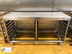 Mobile stainless steel Preparation Table, 1660mm x 600mm, with tray storage (please note there is