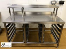 Stainless steel Preparation Table, 1600mm x 830mm, with tray storage and shelf (please note there is