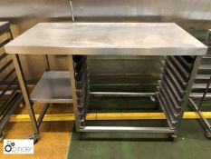 Mobile stainless steel Preparation Table, 1200mm x 600mm, with tray storage (please note there is