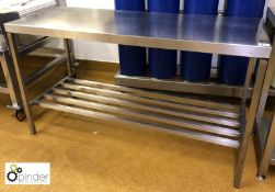 Stainless steel Preparation Table, 1500mm x 600mm, with rack under (please note there is a lift