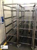 4 stainless steel mobile 5-shelf Racks, 18in x 21in (please note there is a lift out charge of £20