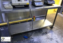 Stainless steel mobile Preparation Table, 1520mm x 600mm, with shelf under (please note there is a