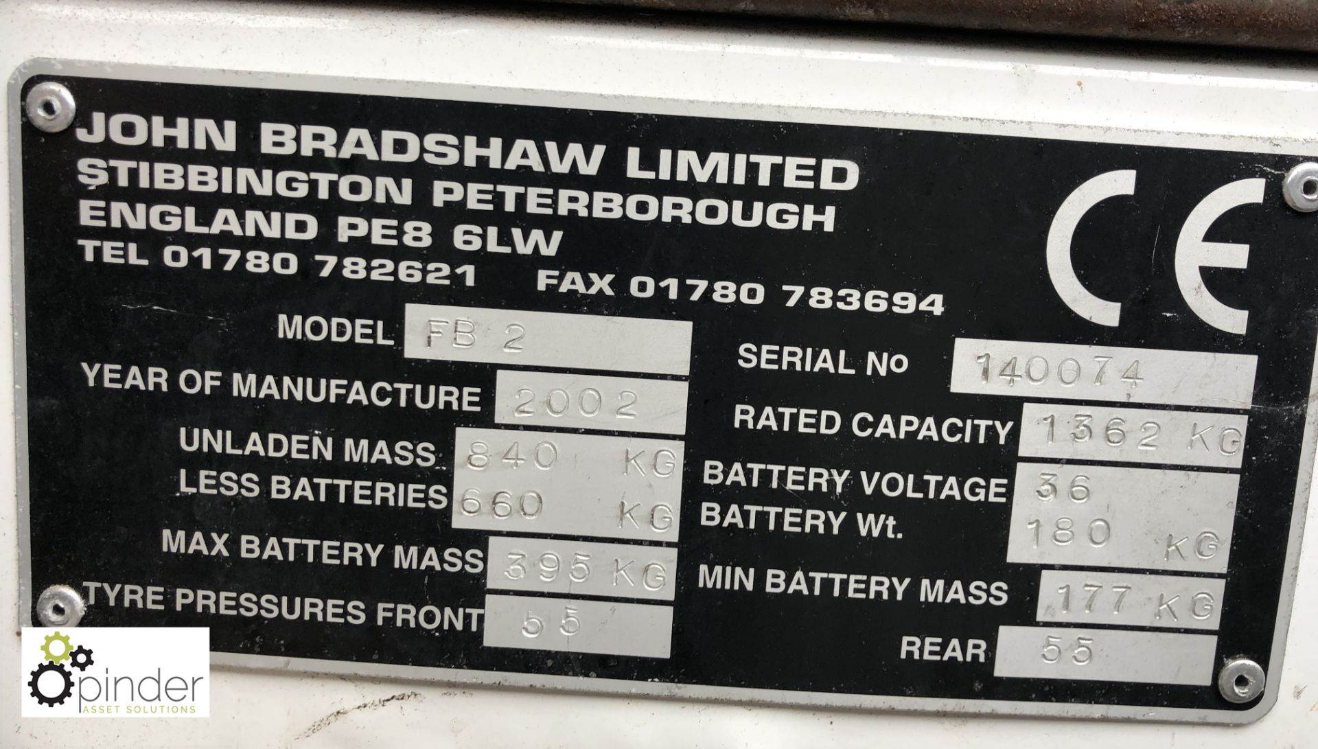 Bradshaw Electric FB2 Electric Flatbed Truck, rated capacity 1362kg, year 2002, serial number 140074 - Image 8 of 9