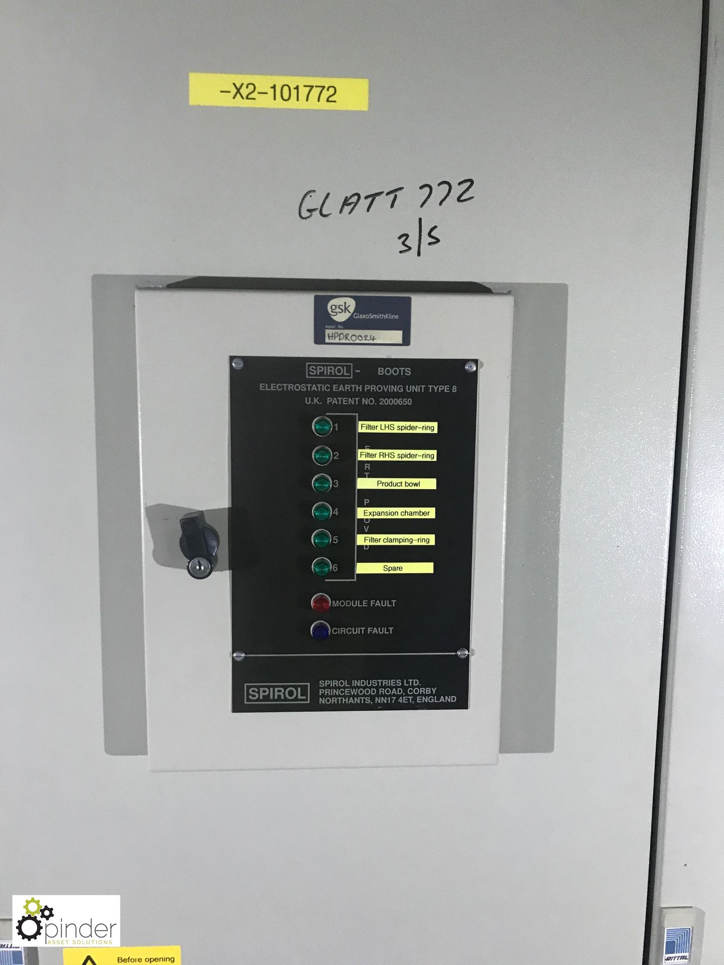 Glatt 3/5 Fluid Bed Dryer, year 2000, serial number 101772, voltage 3 x 415volts, control voltage - Image 15 of 15