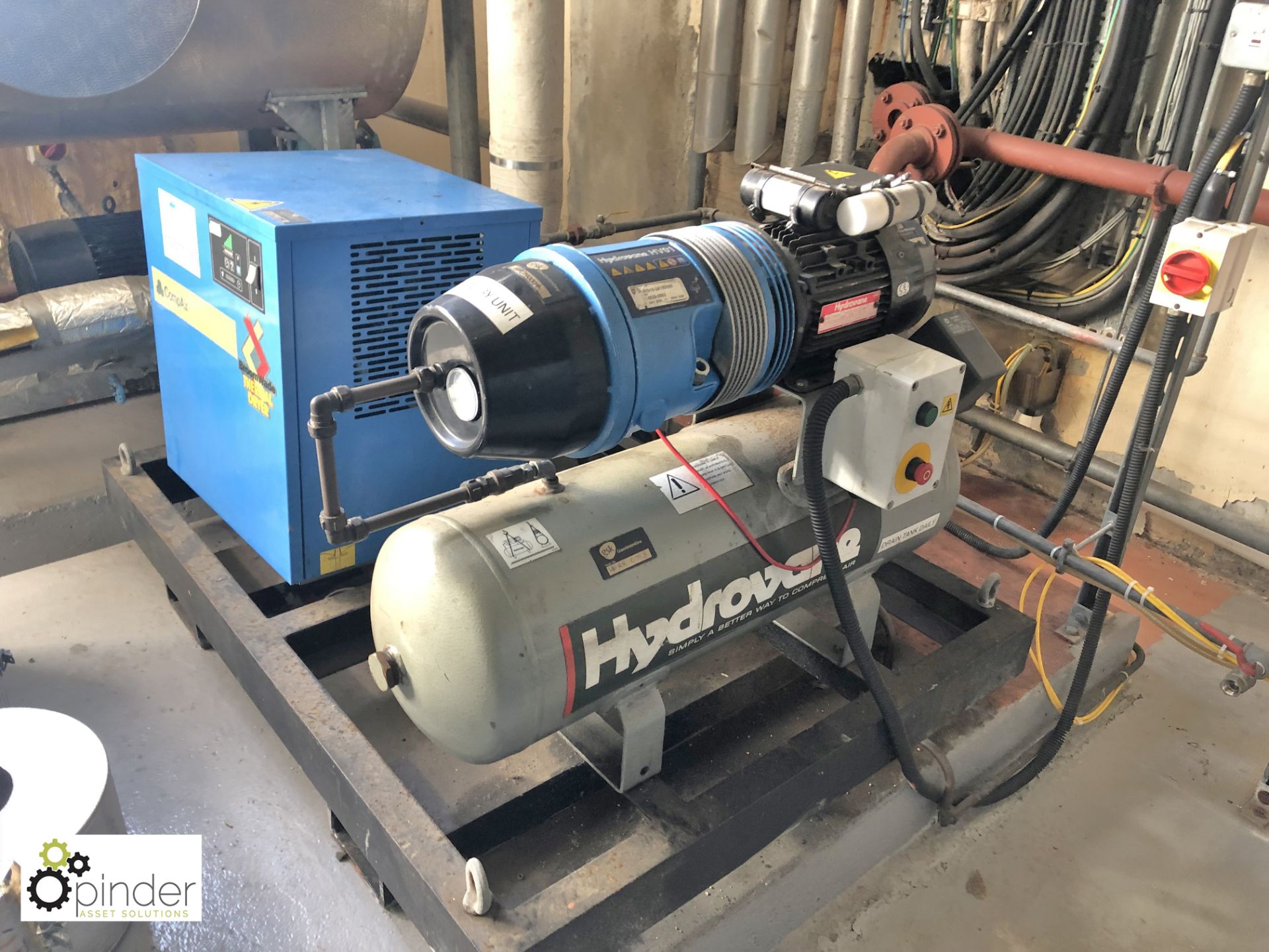 Hydrovane HV01 receiver mounted Vane Compressor, model PURS10.2415D300, 11bar, with Broom Wade