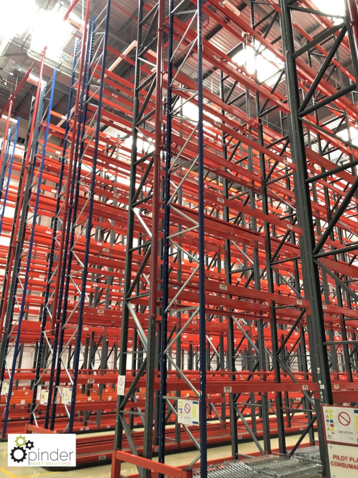 10 rows 7-bay Racking, uprights 12.5m x 900mm, beams 2650mm x 1120mm x 40mm, 18 beams per bay and