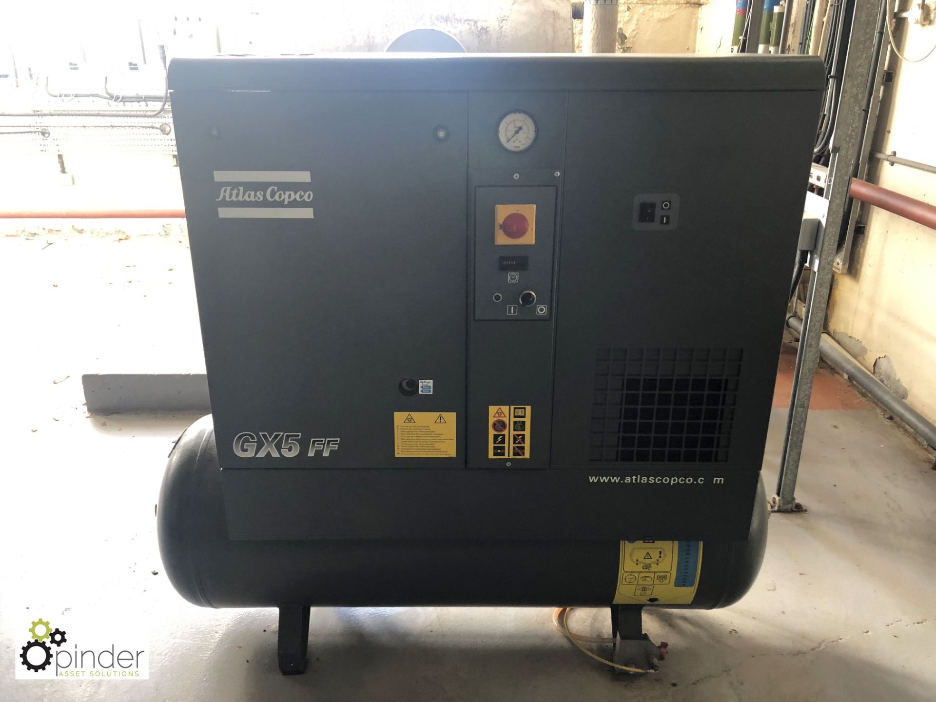 Atlas Copco GX5FF EP receiver mounted Packaged Air Compressor, with built in dryer, 200litre tank,