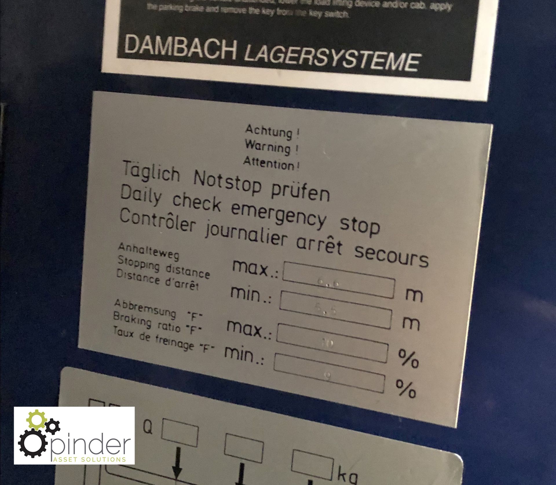 Dambach Hi Racker 1400VNA Truck, 1400kg capacity, with 3 spare wheels and manual (pallet not - Image 10 of 17