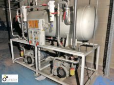 Frame mounted Vacuum System comprising 2 Busch RC250C vacuum pumps, horizontal tank, filters,