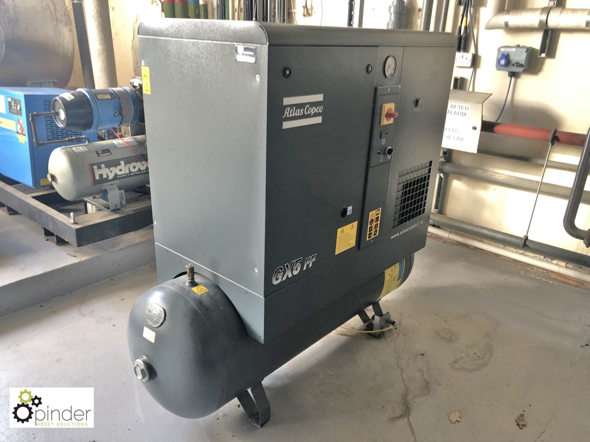 Atlas Copco GX5FF EP receiver mounted Packaged Air Compressor, with built in dryer, 200litre tank, - Image 2 of 6