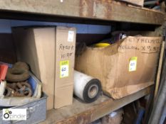 Contents to middle shelf Eye Bolts, Trolley Wheels, Spanners, Razor Wire, etc
