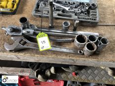 Adjustable Spanner and quantity heavy duty Socket Wrenches and Sockets