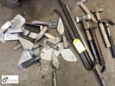 Quantity Hand Tools, including crow bars, hammers, trowels, etc