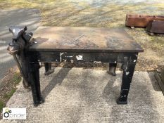 Cast iron Work Bench, 1220mm x 760mm, with engineers vice