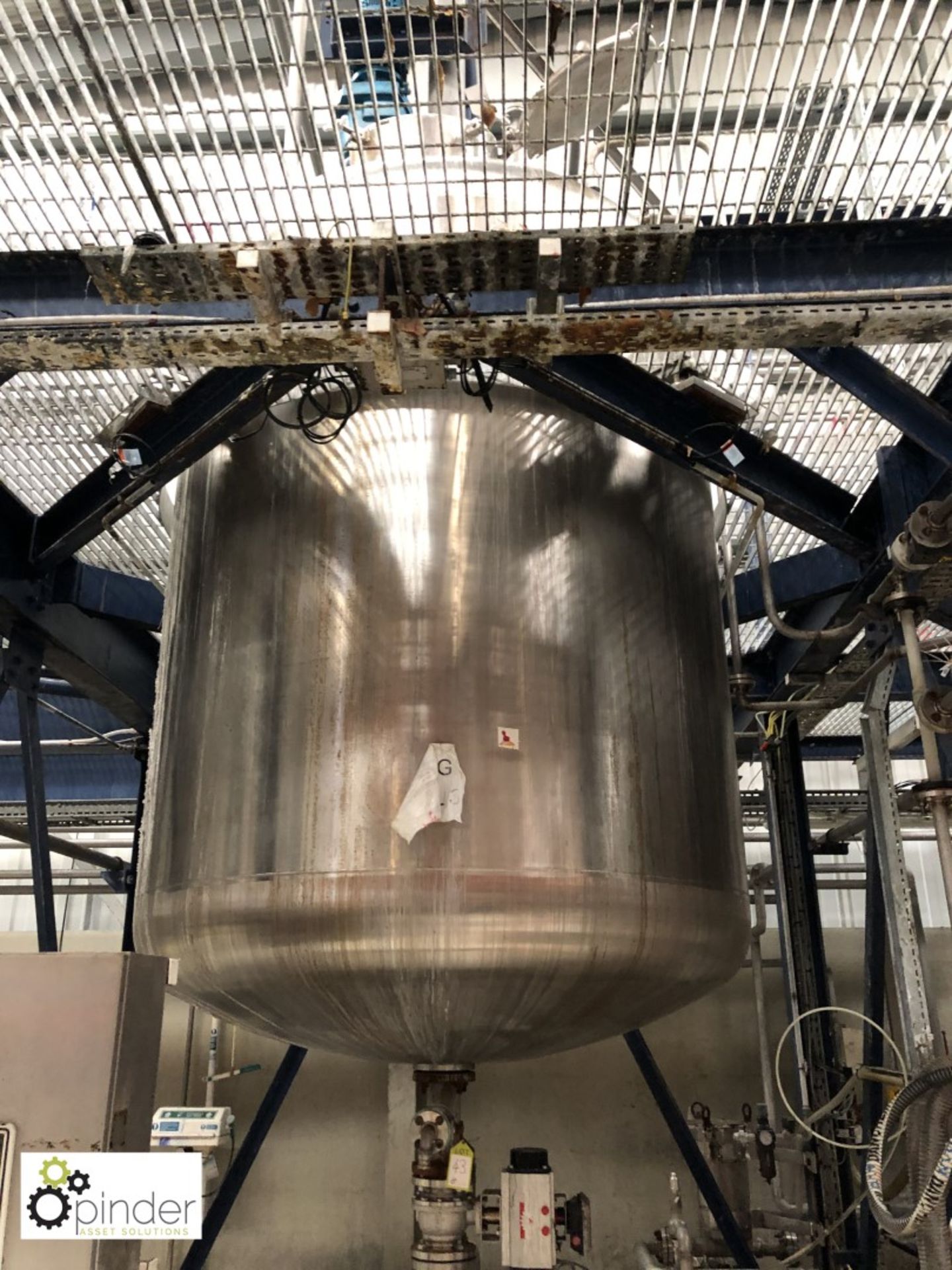 Stainless steel Mixing Vessel, 6000litres, with motorised gearbox, Allen Bradley Panel View 1000 - Image 4 of 11