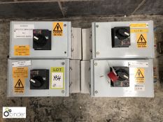 4 Isolation Boxes, 400volts (please note there is a lift out charge of £10 plus VAT on this lot)