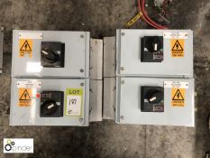 4 Isolation Boxes, 400volts (please note there is a lift out charge of £10 plus VAT on this lot)