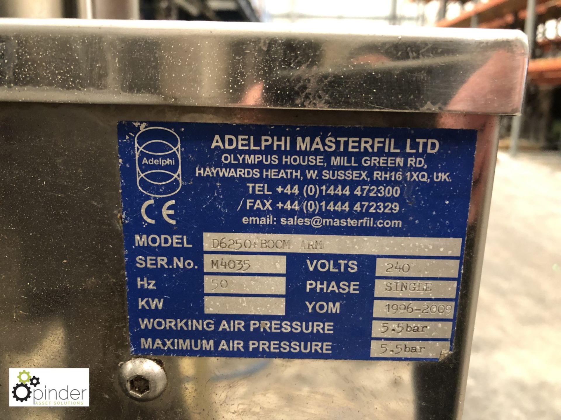 Adelphi Masterfil D6250+ Boom Arm Filling System, 240volts (please note there is a lift out charge - Image 6 of 6
