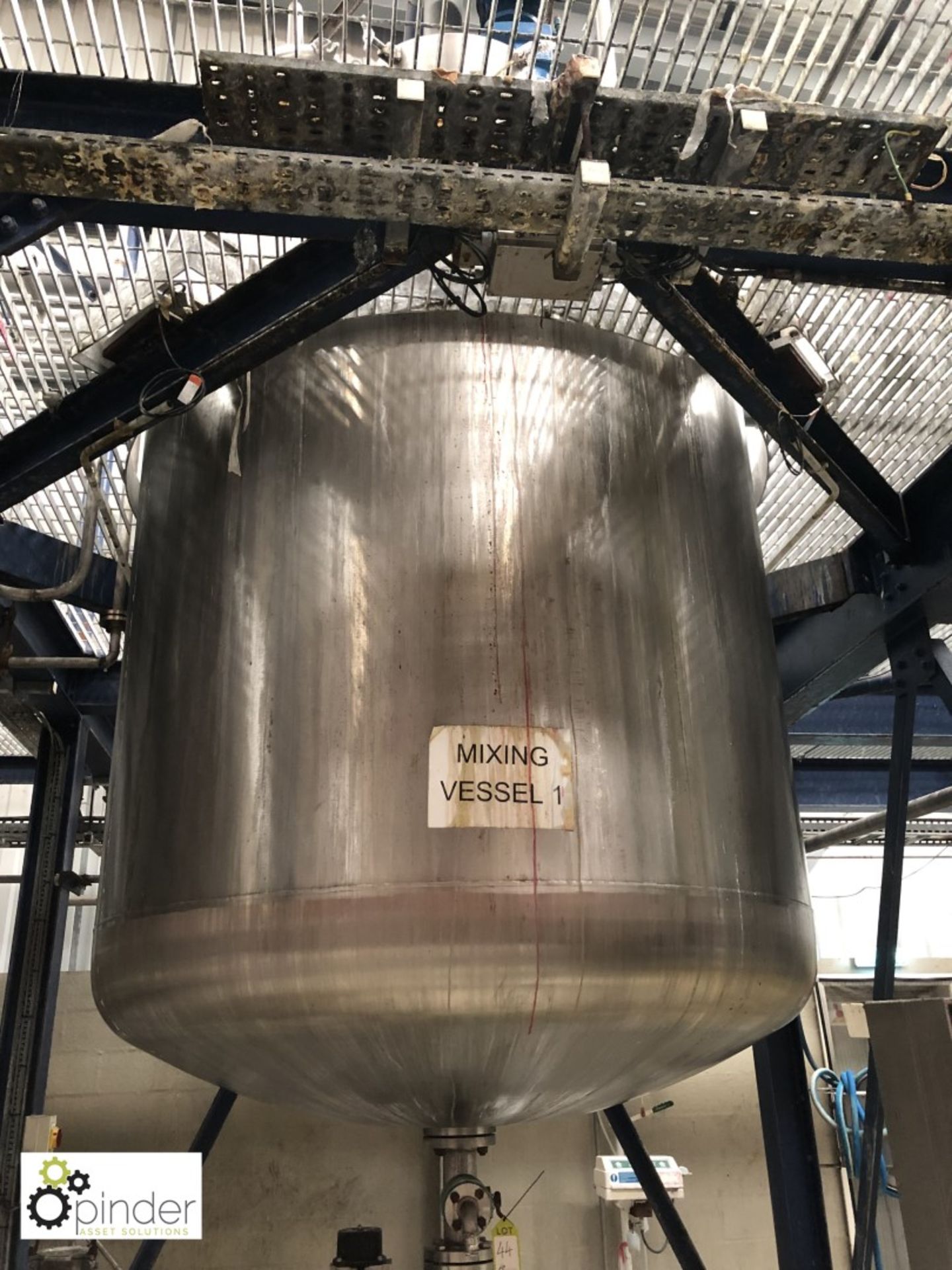 Stainless steel Mixing Vessel, 6000litres, with motorised gearbox, Allen Bradley Panel View 1000 - Image 4 of 11