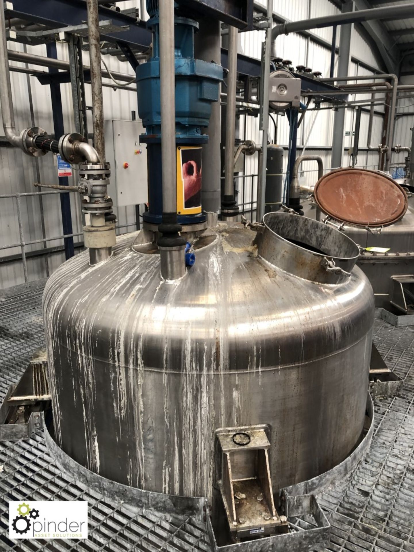 Stainless steel Mixing Vessel, 6000litres, with motorised gearbox, Allen Bradley Panel View 1000