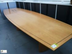 Oak effect 2-section boat shaped Boardroom Table, each section 2250mm x 1530mm