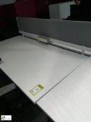 Herman Miller 2-person Desk Cluster, comprising 2 desks 1600mm x 800mm white, privacy screen,