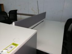 Herman Miller 2-person Desk Cluster, comprising 2 desks 1800mm x 800mm white, privacy screen, 2