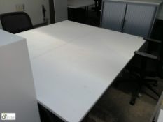 Herman Miller 2-person Desk Cluster, comprising 2 desks 1800mm x 800mm white, 2 charcoal steel