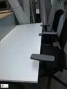 Herman Miller Desk, white, 1800mm x 800mm with 2 Orangebox upholstered swivel armchairs
