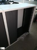 Steel 2-door tambour front Cabinet, 1000mm x 470mm x 1150mm (door missing)