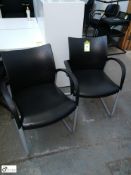 4 leather effect Meeting Armchairs, black
