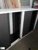 Steel 2-door tambour front Cabinet, 1000mm x 470mm x 1150mm (door missing)