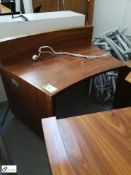 2-section teak effect curved Reception Desk and 3-drawer Pedestal