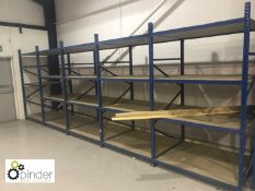 5 bays Boltless Racking comprising 6 uprights, 38 beams, 18 chipboard shelves (dismantled and