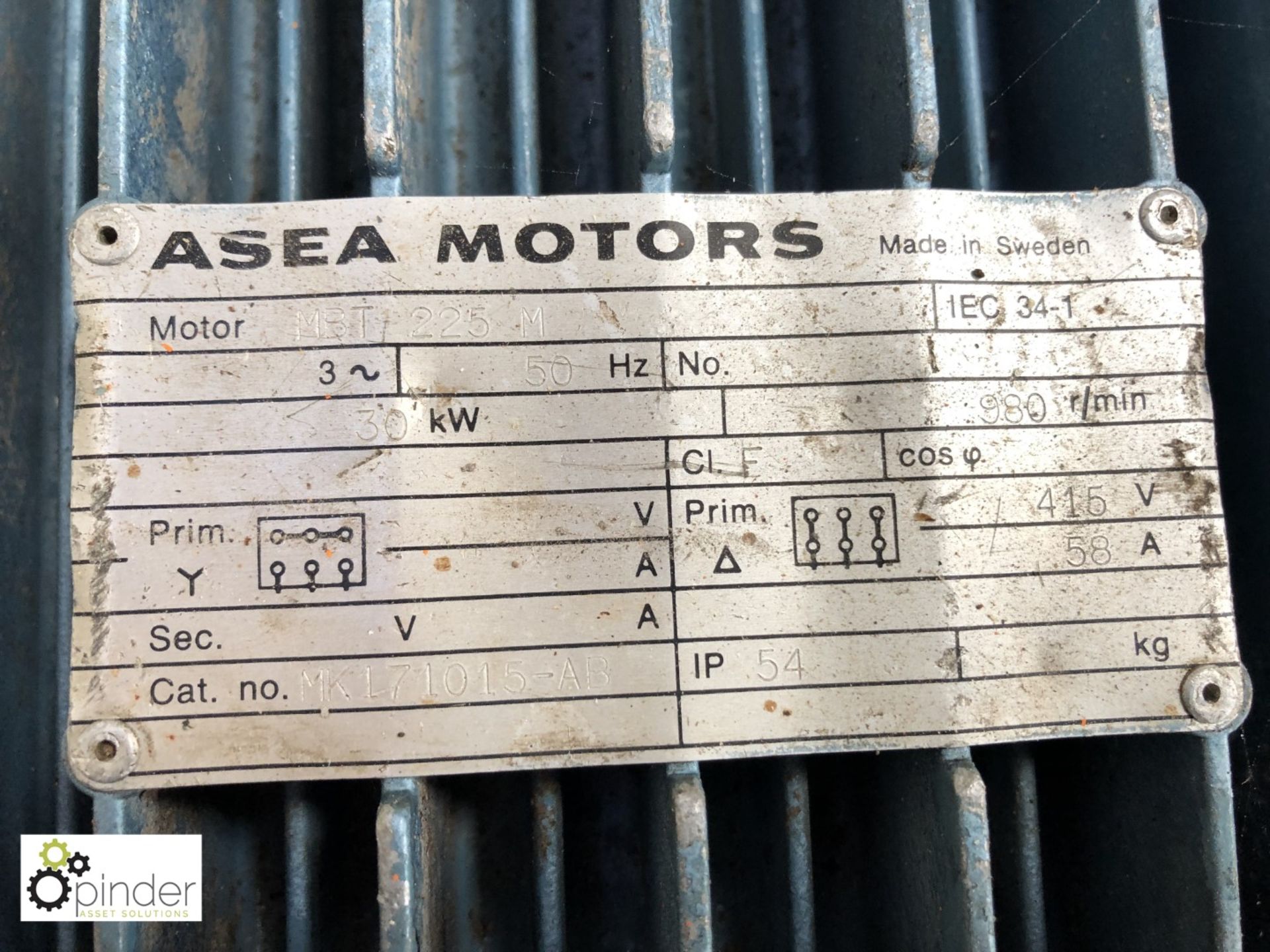 Asea Motors MBT225M Electric Motor, 30kw (please note there is a £5 plus VAT lift out charge on this - Image 2 of 2