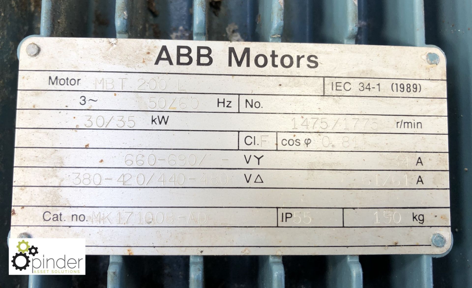 ABB MBT200L Electric Motor, 30kw (please note there is a £5 plus VAT lift out charge on this lot) - Image 2 of 2