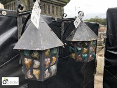 Pair of mid 1940s/1950s multi coloured Lanterns with Wall Brackets, by Peter Marsh