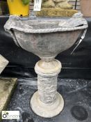 Pair of lead Regency Balcony Urns, with stands