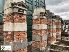 Set of 4 Georgian Portland Stone and hand made brick Gate Posts and Piers, from Epsom, London,