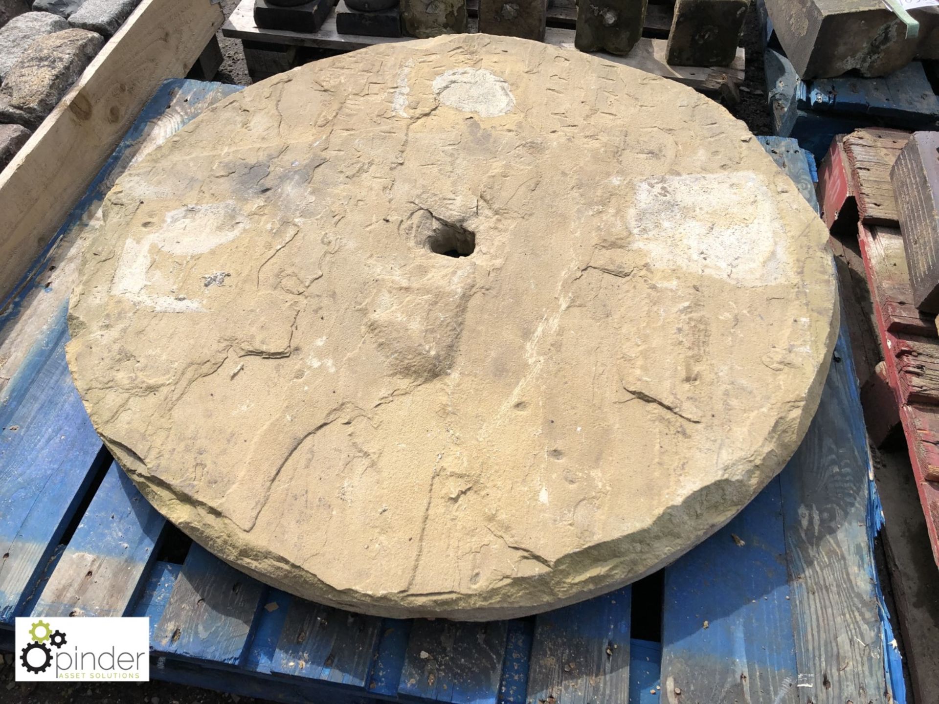 Large round Yorkshire Stone Plinth, 1040mm diameter x 75mm thick