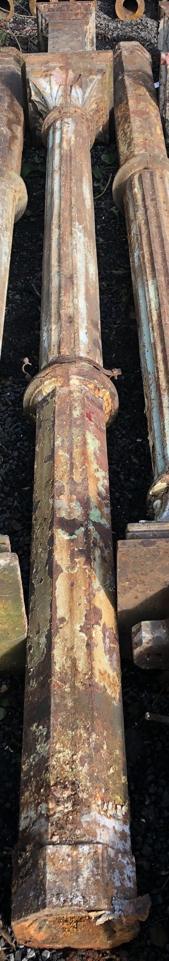 Cast iron Column from Listers Mill, Bradford, total length 4120mm, length of column feature