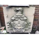 Yorkshire Stone carved Huddersfield Coat of Arms, 1260mm wide x 1250mm tall